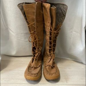 UGG moccasin talk boots suede lace up